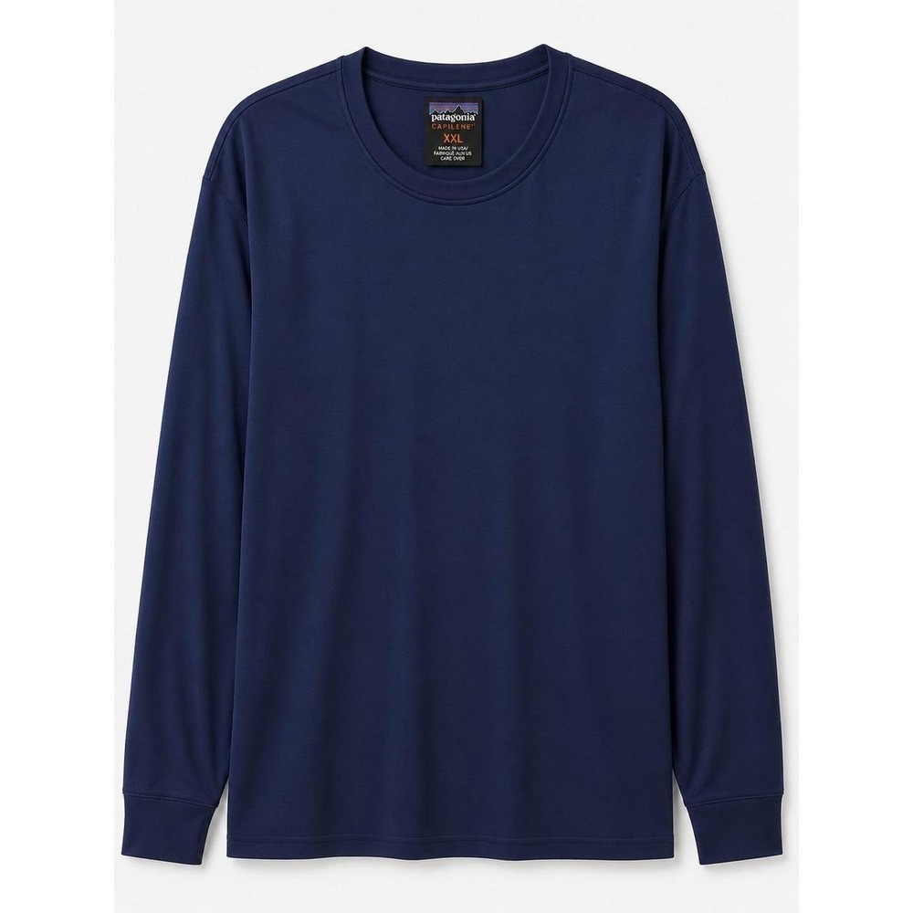 Patagonia Capilene Mens XXL Navy Blue Long Sleeve Base Layer Shirt Made in USA